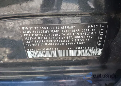 2014 Volkswagen Gti Wolfsburg Edition из США, поврежденный, VIN WVWGD7AJ6EW009762